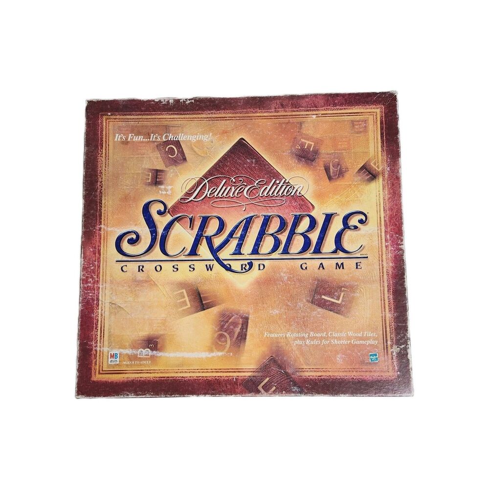 Vintage Scrabble Deluxe Edition Crossword Game Rotating Board 1999